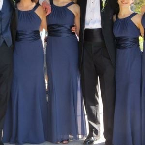 David's Bridal Navy Bridesmaid Dress